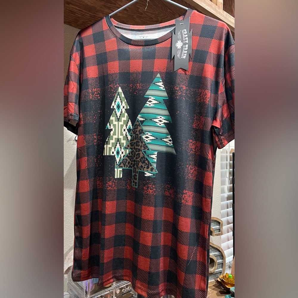 Crazy Train - Christmas Rustic Southwest Aztec Western Plaid Tee Shirt